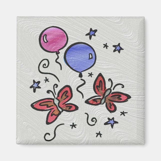 Imán Mariposas y globos de cristal de arte (Frente)