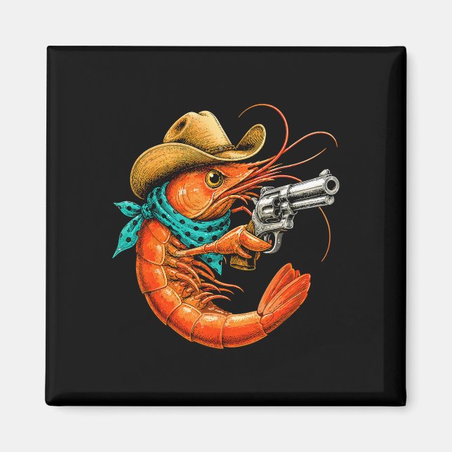 Imán Mariscos cajún camarones divertidos  (Frente)