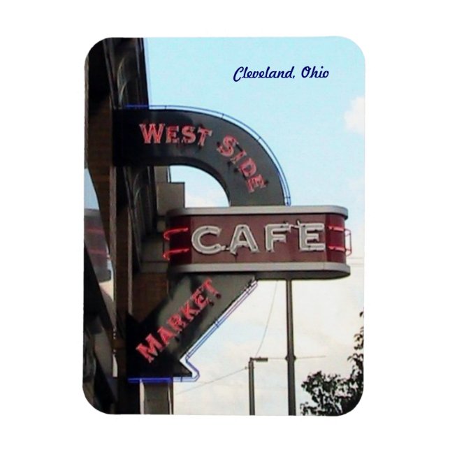 Imán Market Cafe Rótulo Cleveland Ohio Magnet (Vertical)