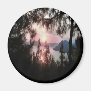 Imán Marmaris Sunset Framed By Palm Trees Landscape Art