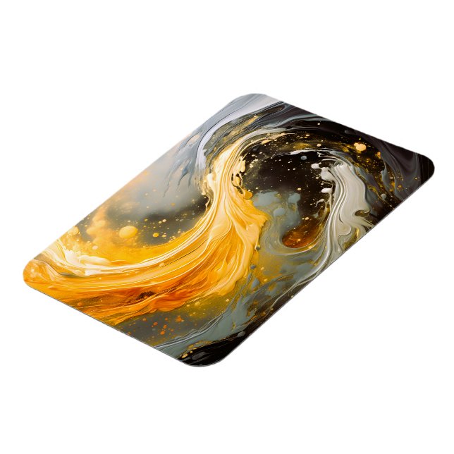 Imán Mármol Abstracto Dorado Moderno Ondas (Lado Izquierdo)