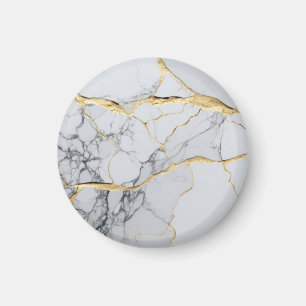 Imán Mármol blanco y dorado