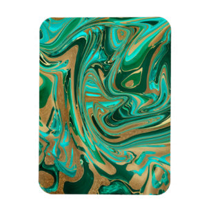 Imán Mármol líquido verde y dorado