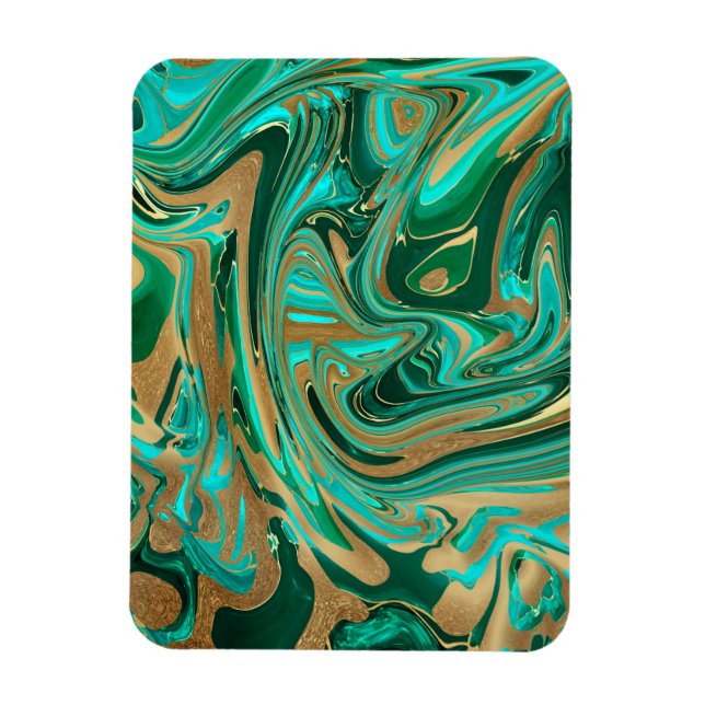 Imán Mármol líquido verde y dorado (Vertical)