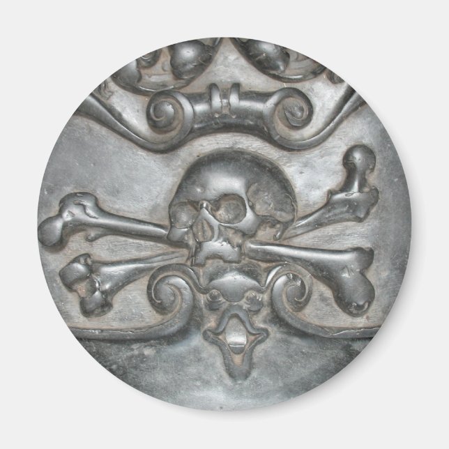 Imán Mármol Negro Skull & Bones Frigoríficos imanes (Frente)