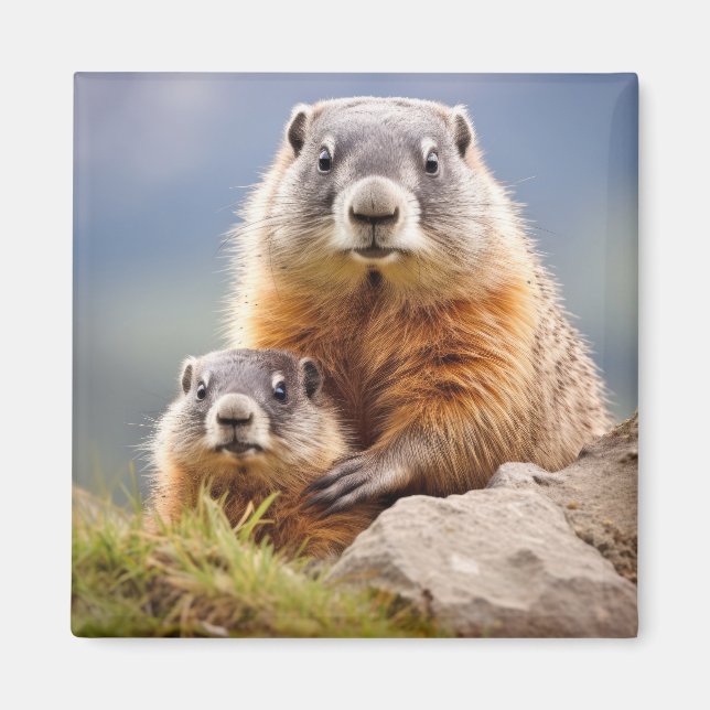 Imán Marmot Animal Wild Beauty Freedom Wilderness Love (Frente)