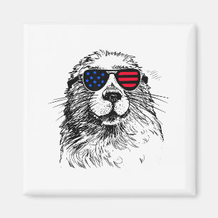 Imán Marmota 4 de julio América Bandera de EE. UU. Para