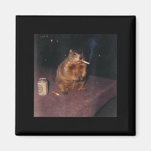 Imán Marmota fumando divertida Cigarrillo Generación Z 