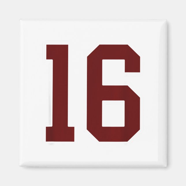 Imán Maroon And White Number 16 Jersey Player Uniform # (Frente)
