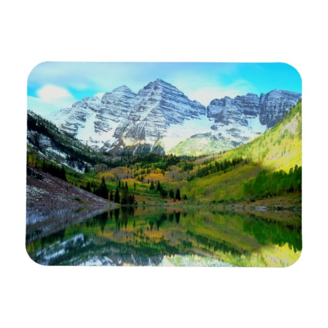Imán Maroon Bells reflejándose en el lago Maroon (Horizontal)