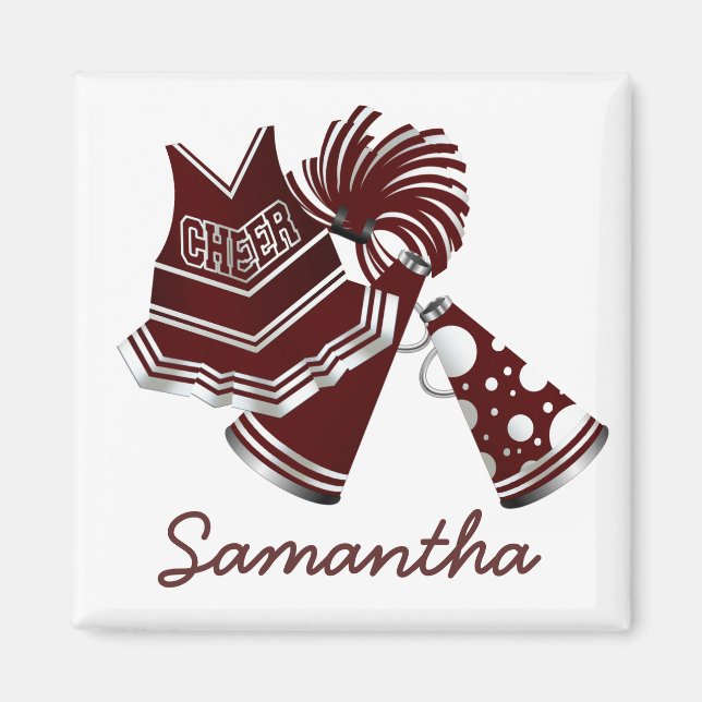 Imán Maroon Personalizado CheerLeader Magnet (Frente)