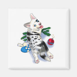 Imán Marrón azul Cute Corgi