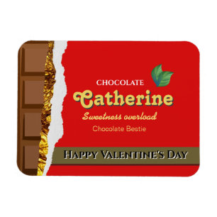 Imán Marrón realista y rojo San Valentín chocolate Funn