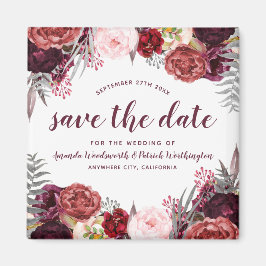 Imán Marsala Peony Fall Wedding Save the Date Magnets