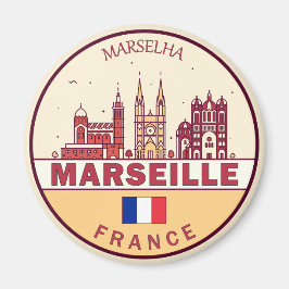 Imán Marseille France City Skyline Emblem