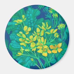 Imán Marsh Marigold Summer Wildflowers Pintura Floral