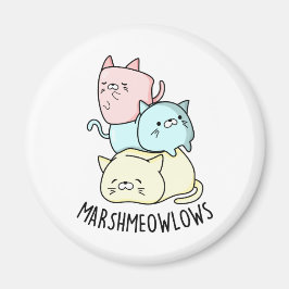 Imán Marsh-meow-lows Funny Cat Marshmallow PUn