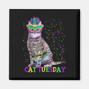 Imán Martes de gato Divertido Mardi Gras 2025 hombres d