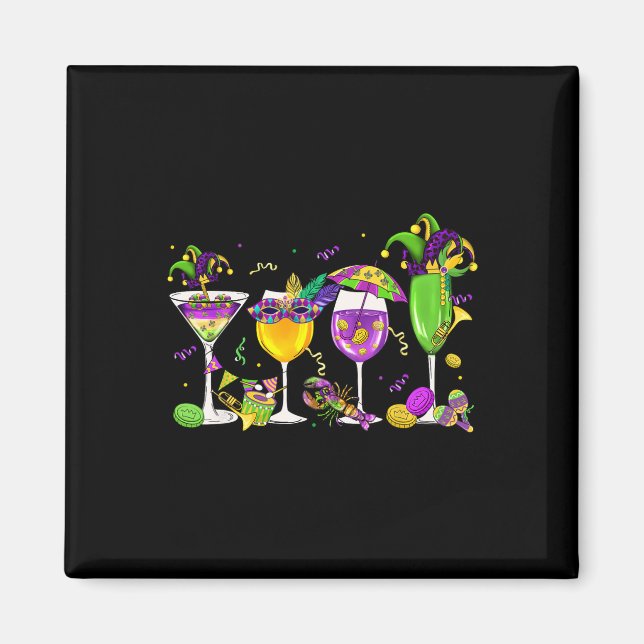 Imán Martes Grasa Mardi Gras Vino Bebe Carnaval Yo (Frente)