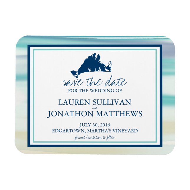Imán Martha's Vineyard Ocean Watercolor Save the Date (Horizontal)