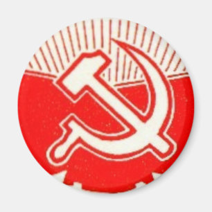 Imán Martillo, hoz, y banderas rojas