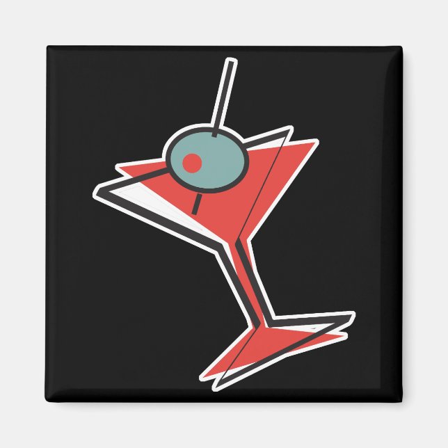 Imán martini de aceituna retro (Frente)