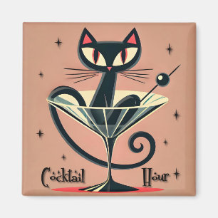 Imán Martini de gato negro de la era espacial futurista