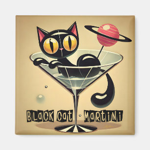Imán Martini de gato negro de la era espacial futurista