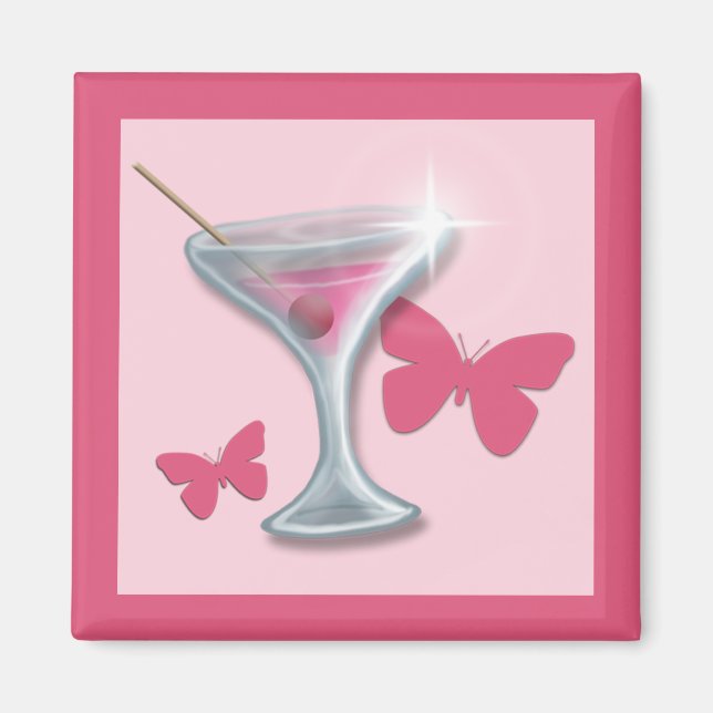 Imán Martini de mariposa rosa (Frente)