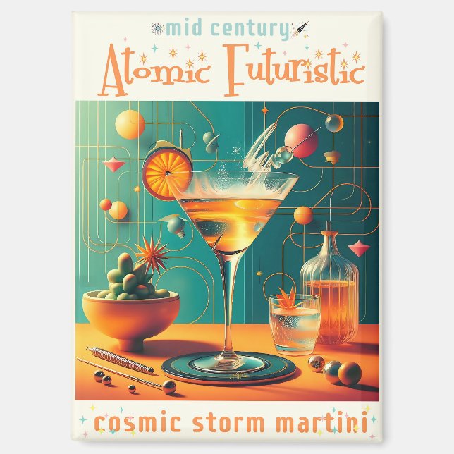 Imán Martini de Tormenta Cósmica Futurista Atómica (Anverso)