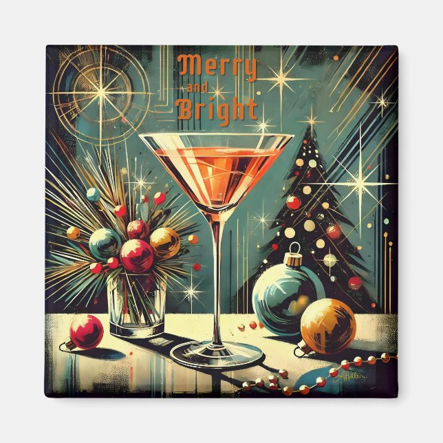 Imán Martini: Navidades merry y brillantes de los Retro (Frente)