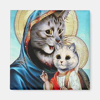 Imán Mary and Baby Jesus Kitties Magnet