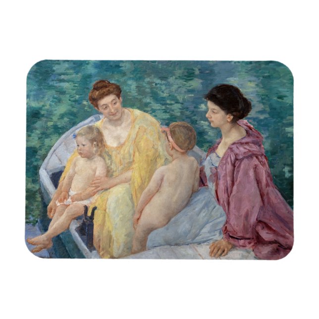 Imán Mary Cassatt - Dos madres y niños en un bote (Horizontal)