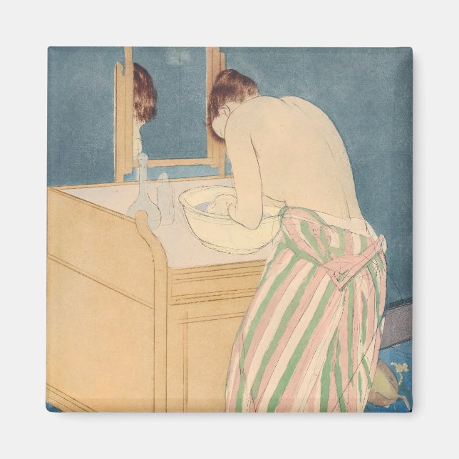 Imán Mary Cassatt - Mujer Bañándose (Frente)
