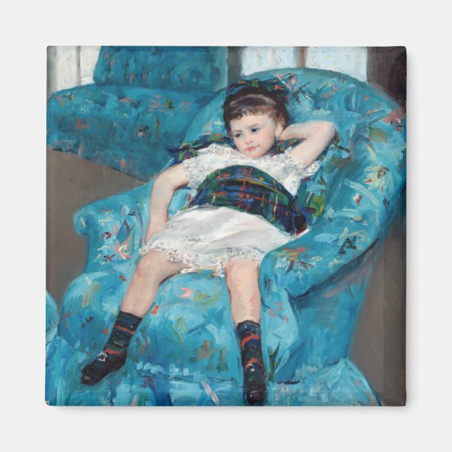 Imán Mary Cassatt - Niña pequeña en un sillón azul (Frente)