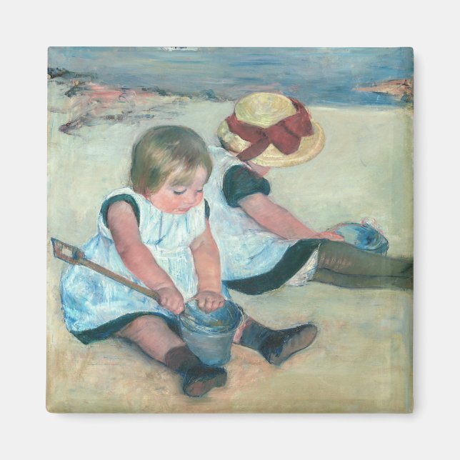 Imán Mary Cassatt - Niños jugando en la playa (Frente)