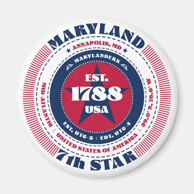 Imán Maryland Circle Typography Souvenir Magnet (Frente)