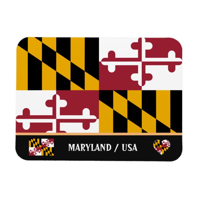 Imán Maryland Flag & Maryland State /travel America (Horizontal)