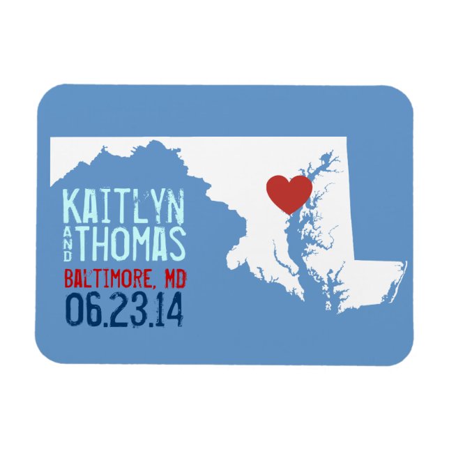 Imán Maryland Salven la fecha - Ciudad Personalizable (Horizontal)