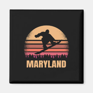 Imán Maryland Snowboard Vintage Md Snow Boarder Retr