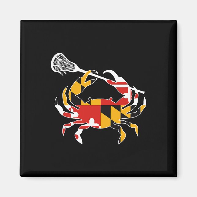 Imán Maryland State Flag Crab Lacrosse Complete Stick B (Frente)