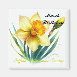 Imán Marzo Daffodil y Birthstone