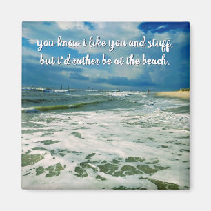 Imán Más Bien En La Playa   Texto personalizado