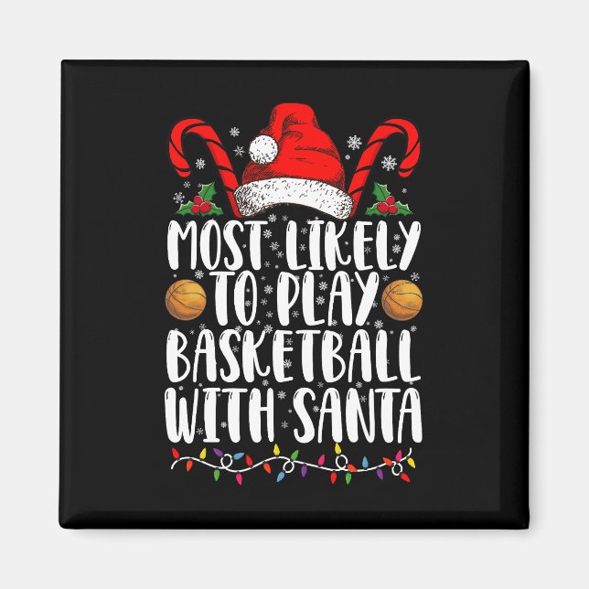 Imán Más Probable De Jugar Baloncesto Con Santa Xmas (Frente)
