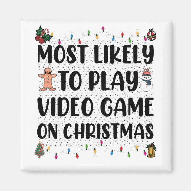 Imán Más Probable De Jugar Videojuegos En Navidad Gamin (Frente)