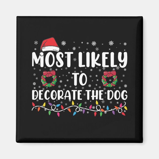 Imán Más Probable Que Decore Al Perro Con La Navidad Co (Frente)