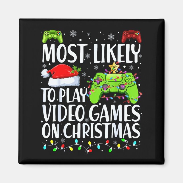Imán Más Probable Que Juegue Videojuegos En Navidad Xma (Frente)