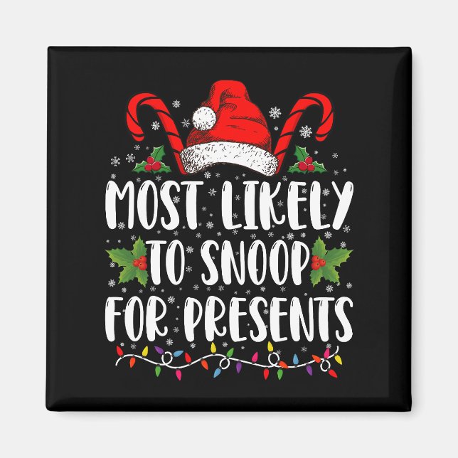 Imán Más Propenso A Husmear Regalos Navidad Familiar (Frente)