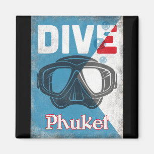 Imán Máscara de buceo de Phuket Vintage