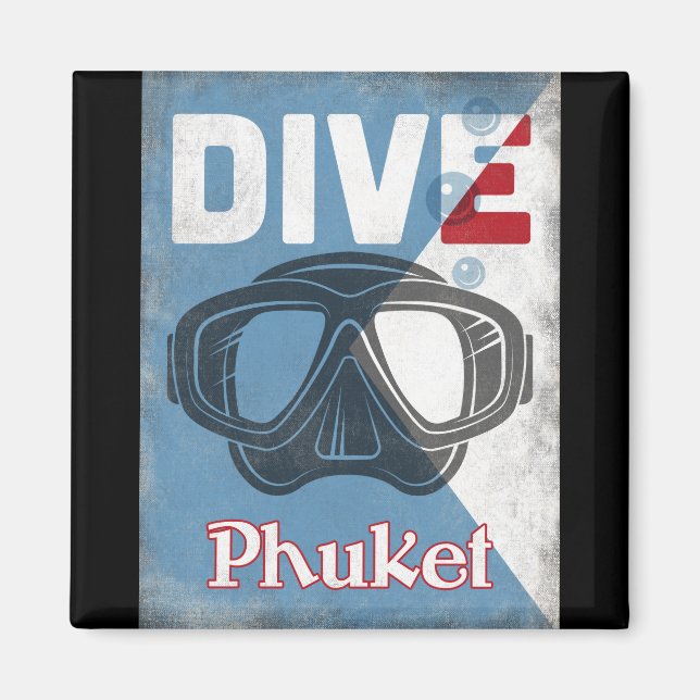 Imán Máscara de buceo Phuket Vintage Scuba (Frente)